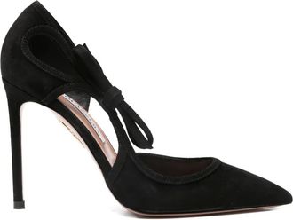 Aquazzura 105 mm Bow Tie pumps met puntige neus - Zwart