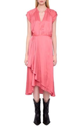 Zadig&Voltaire Randall Ruffle Satin Dress in Tea Rose at Nordstrom, Size X-Small Regular