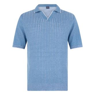 Fedeli Polo Shirts, male, Blue, Size: L Polo Neck Sweater