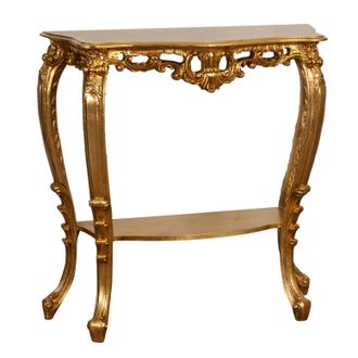 Biscottini International Biscottini - Consolle Ingresso Shabby 90x33x87 Cm Made In Italy Tavolino Ingresso Stile Barocco Finitura Oro