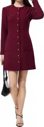 French Connection Celie Button Dress In Bordeaux Red