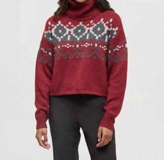 tentree Moray Turtleneck Sweater In Crimson Heather/dark Grey