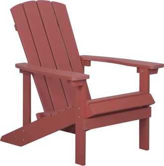 Beliani Silla De Jard&iacute;n Roja De Madera Sint&eacute;tica Resistente A La Intemperie Estilo Moderno Adirondack