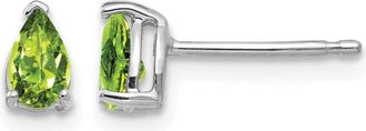 Diamond2Deal 14k White Gold 5x3mm Pear Peridot Earrings
