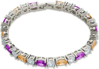 Sterling Forever Ophelia Tennis Bracelet in Silver at Nordstrom, Size Medium