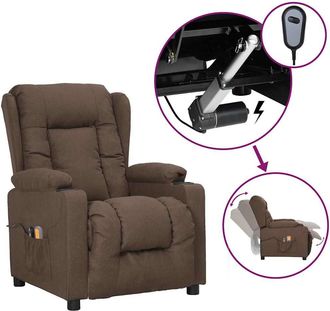 vidaXL Sill&oacute;n De Masaje El&eacute;ctrico Tela Gris Taup&eacute; Vidaxl