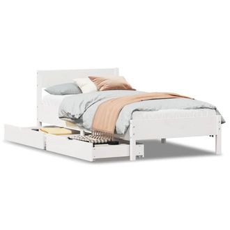 Berkfield Home Bed Frame Frame White 75x190 cm Small Single Solid Wood Pine