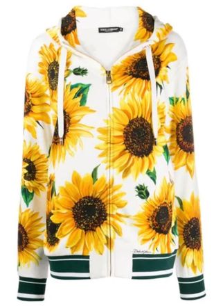 Dolce & Gabbana White Sunflower Hoodie Size S