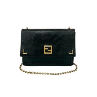 Fendi Pre-owned Cross Body Bags, female, Black, Size: ONE SIZE Pre-owned Leather Cross Body Bag