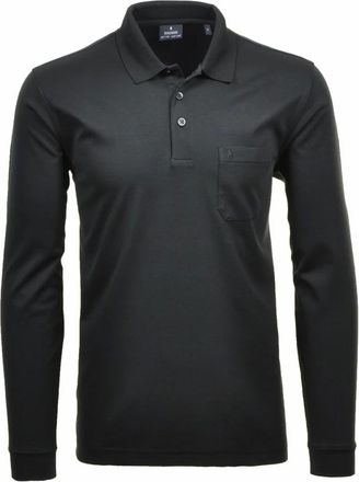 Ragman Lange Mouwen Poloshirt - Heren - Tops - Zwart - Maat: M