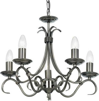 Loops Hanging Ceiling Pendant Light ANTIQUE SILVER 5x Shade Vintage Lamp Bulb Holder