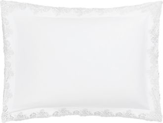 Matouk Lace Piqué Cotton Sham in Virginia White at Nordstrom, Size Standard