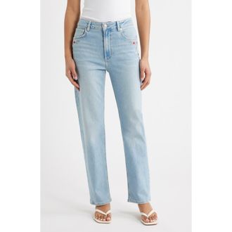 Rails Topanga Floral Embroidered High Waist Straight Leg Jeans in Dainty Rose at Nordstrom, Size 24