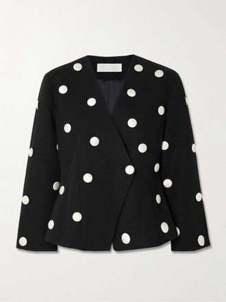 D'Estr&euml;e Paris Blazer In Faille Di Cotone A Pois Con Decorazioni Aloise - Nero