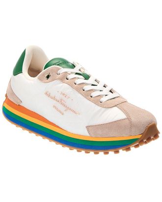 Ferragamo Iggy Suede-Trim Sneaker