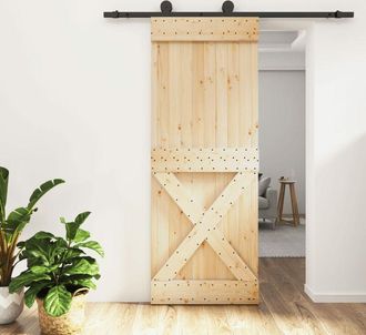 vidaXL Furniture Limited - Puerta Corredera Con Herrajes Madera Maciza