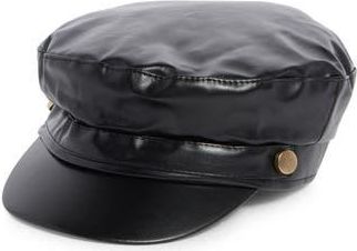 Vince Camuto Faux Leather Conductor Hat in Black at Nordstrom Rack