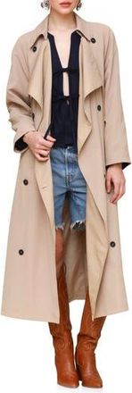 Avec Les Filles Waterfall Drape Front Double Breasted Trench Coat in Khaki at Nordstrom Rack, Size X-Large