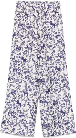 Alberto Biani Womens Printed Silk Trousers - White - Size EU 46 (Womens)