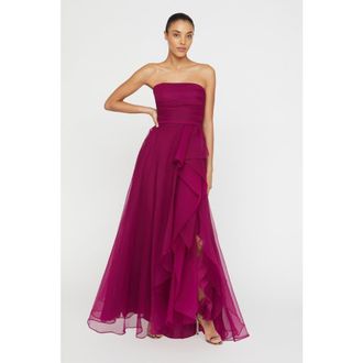 Theia Teresa Strapless Draped Gown in Sangria at Nordstrom, Size 10