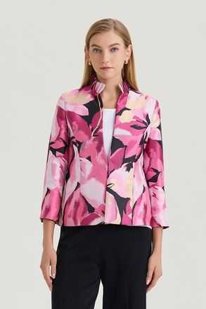 Ming Wang Heritage Shimmer Lined Floral Jacquard Woven Jacket in Carmine Rose/pink at Nordstrom, Size X-Small