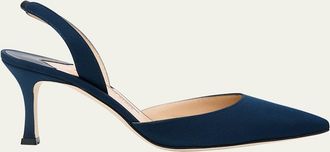 Manolo Blahnik Carolyne Satin Slingback Pumps