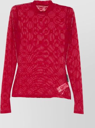 Marine Serre high-neck fitted top patterned design