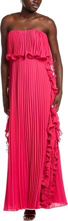Badgley Mischka Octo Ruffle Pleated Gown