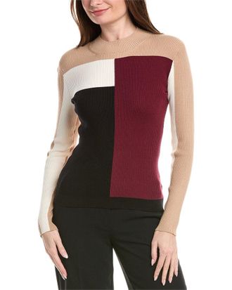 Elie Tahari Mock Neck Colorblock Top