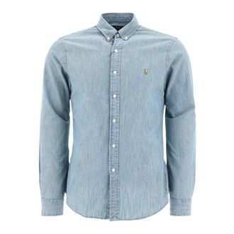 Polo Ralph Lauren Lichtblauwe Chambray Slim-Fit Overhemd - Heren - Spijkeroverhemden - Blauw - L - Denim - Overhemden