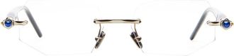 Kuboraum Hexagonale Randloze Bril Licht Goud/Blauw - Dames - Brillen - Geel - ONE Size - Accessoires