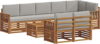 vidaXL Conjunto De Sof&aacute;s De Exterior 9 Uds. Gris Natural Y Claro Vidaxl
