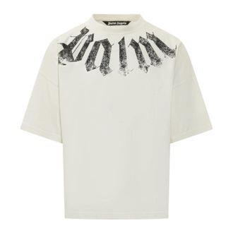 Palm Angels T-Shirts, male, White, Size: XL Neck Logo Loose Tee