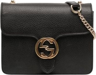 Gucci Pre-owned Cross Body Bags, female, Black, Size: ONE SIZE Pre-owned Leather Crossbody Bag