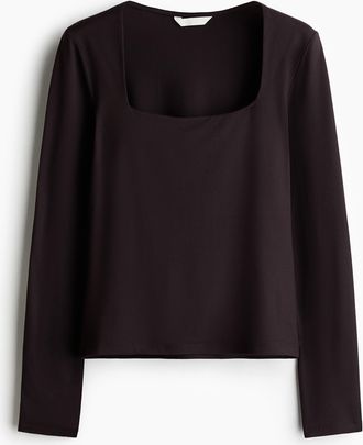 H&M Langarmshirt aus Jersey - Brown