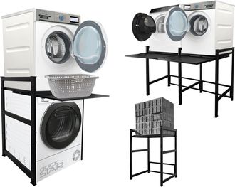 Quick Star Waschmaschinenregal Schwarz / Wei&szlig; Mit & Ohne Auszug Schublade Regal Gestell F&uuml;r Waschmaschine Und Trockner &Uuml;bereinander Standregal Badezimmer Waschma
