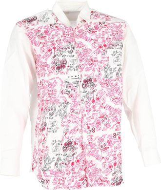 Comme Des Gar&ccedil;ons overhemd met lange mouwen en print van wit katoen