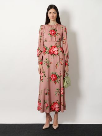 Dolce & Gabbana Womens Dress Silk Bouquet Rose Print Multicolour