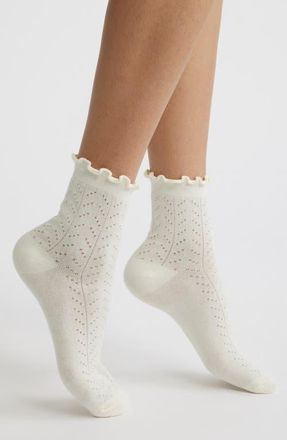 Stems Pointelle Ankle Socks in Ivory at Nordstrom