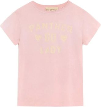 Valentino Tops, Dames, Roze, S, Katoen, T-shirt van bedrukt katoen
