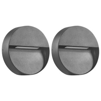 Beliani Beliani - Conjunto De 2 L&aacute;mparas Led De Exterior Fabricadas En Metal En Color Negro Pompton
