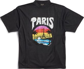 Balenciaga Paris Tropical T-shirt Medium Fit Black 764235TPVL91569