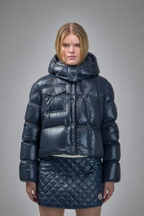 Moncler Erea Square-Quilted Hooded Short Down Jacket