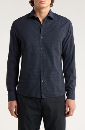 Robert Barakett Clement Dot Jacquard Cotton Button-Up Shirt in Navy at Nordstrom Rack, Size Xx-Large