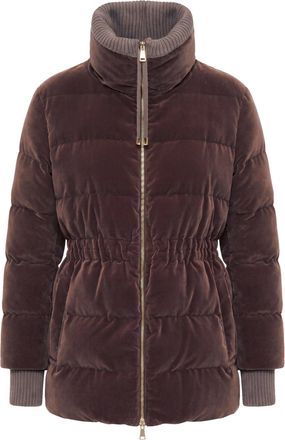 Fabiana Filippi Bark Quilted Gathered Velvet Down Jacket