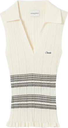 Claudie Pierlot Polo a righe con scollo a V - Toni neutri