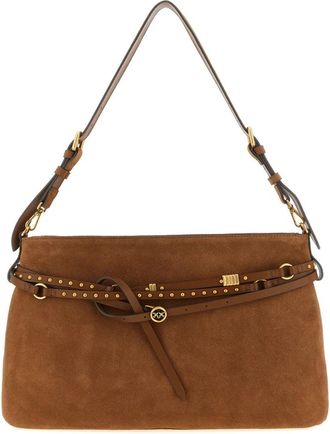 Pinko Grote Schoudertas van Su&egrave;de met Riem - Dames - Schoudertassen - Bruin - ONE Size - Su&egrave;de - Tassen