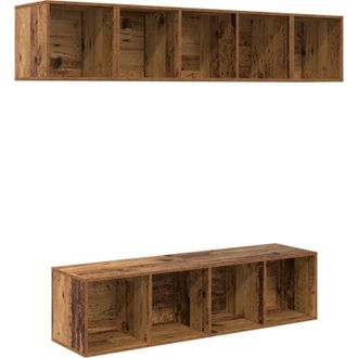 vidaXL Conjunto De Mueble De Tv Montaje En La Pared 4 Pcs Madera Vieja Vidaxl