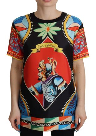 Dolce & Gabbana Multicolor Soldier Carretto Silk Top Womens T-shirt - Multicolour - Size X-Small