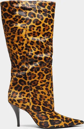 Schutz 90mm Rudy Leopard-Printed Calf Hair Knee-High Boots